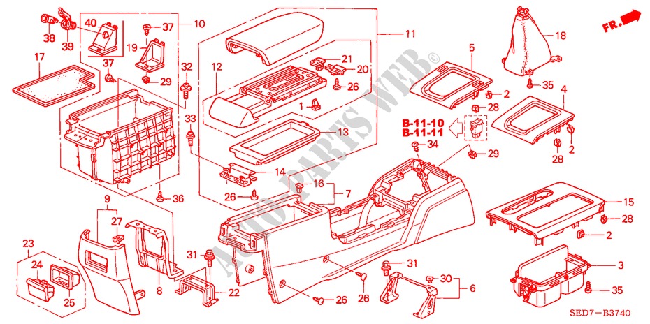 CONSOLE for Honda ACCORD TOURER 2.0 EXECUTIVE 5 Doors 5 speed manual 2003