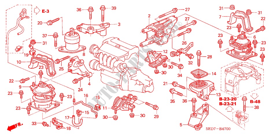 ENGINE MOUNTS (MT) for Honda ACCORD TOURER 2.0 EXECUTIVE 5 Doors 5 speed manual 2004