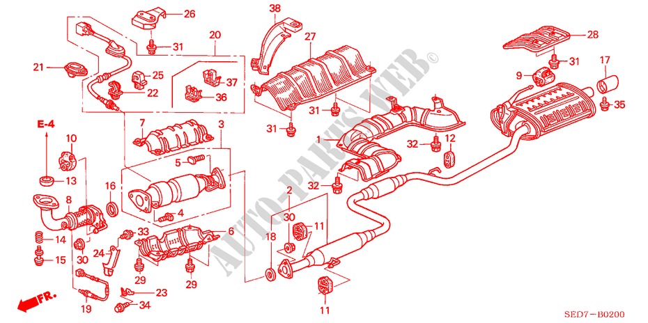 EXHAUST PIPE (2.0L) for Honda ACCORD TOURER 2.0 COMFORT 5 Doors 5 speed manual 2004