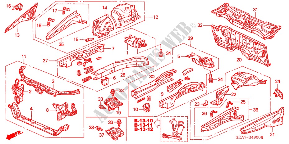 FRONT BULKHEAD/DASHBOARD for Honda ACCORD TOURER 2.0 EXECUTIVE 5 Doors 5 speed manual 2003