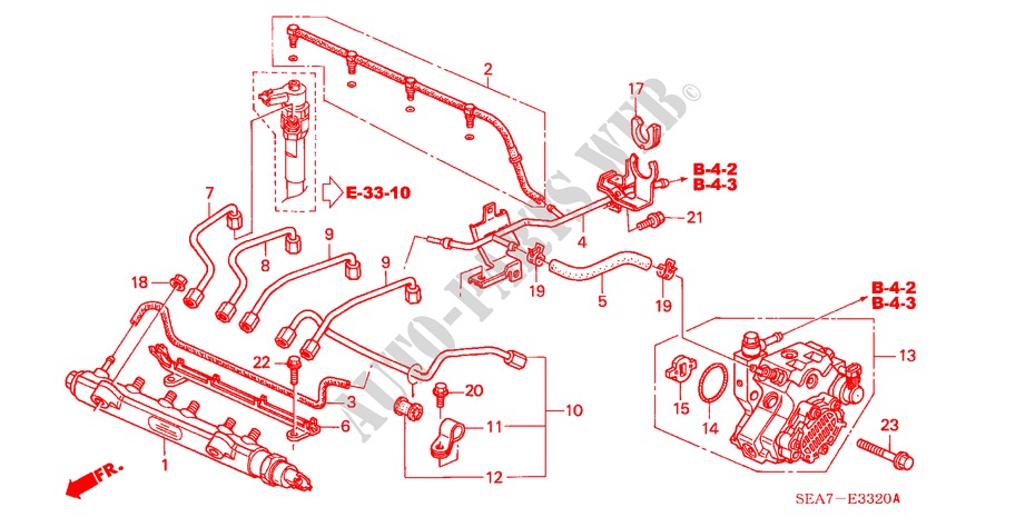 FUEL RAIL/HIGH PRESSURE P UMP (DIESEL) for Honda ACCORD TOURER 2.2 EXECUTIVE 5 Doors 5 speed manual 2004