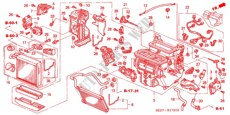 HEATER UNIT (RH) for Honda ACCORD TOURER 2.0 COMFORT 5 Doors 5 speed manual 2005