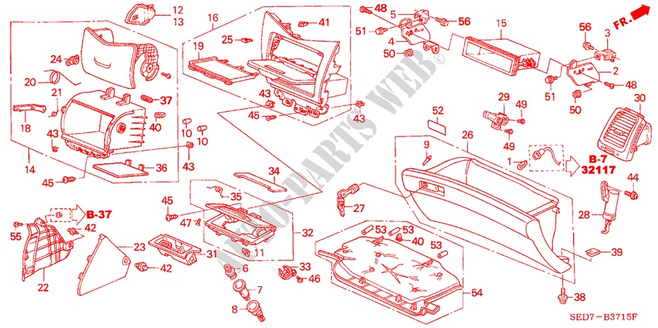 INSTRUMENT PANEL GARNISH (PASSENGER SIDE) (LH) for Honda ACCORD TOURER 2.4 EXECUTIVE 5 Doors 6 speed manual 2003