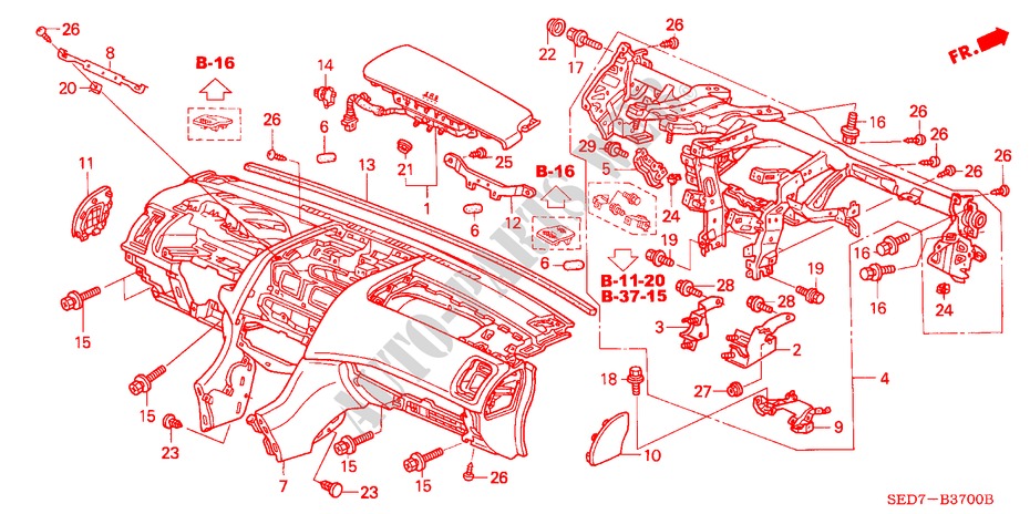 INSTRUMENT PANEL (LH) for Honda ACCORD TOURER 2.2 EXECUTIVE 5 Doors 5 speed manual 2004