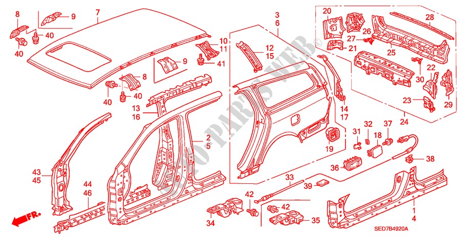 OUTER PANELS/REAR PANEL for Honda ACCORD TOURER 2.0 COMFORT 5 Doors 5 speed manual 2003