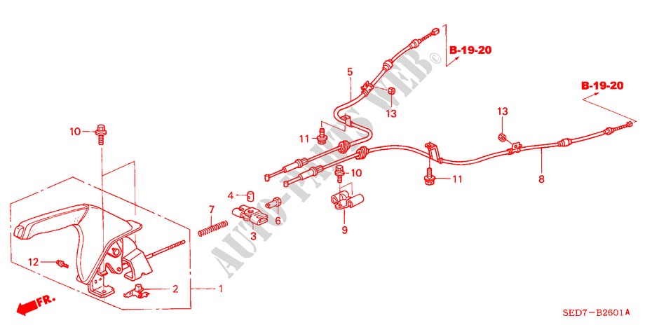 PARKING BRAKE (RH) for Honda ACCORD TOURER 2.4 EXECUTIVE 5 Doors 6 speed manual 2003