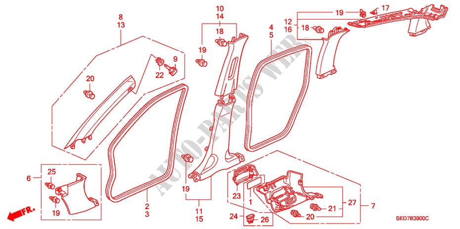 PILLAR GARNISH (LH) for Honda ACCORD TOURER 2.0 COMFORT 5 Doors 5 speed manual 2003