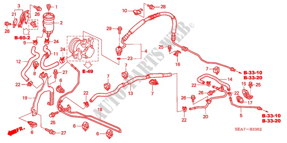 P.S. LINES (DIESEL) (LH) for Honda ACCORD TOURER 2.2 SPORT 5 Doors 5 speed manual 2004