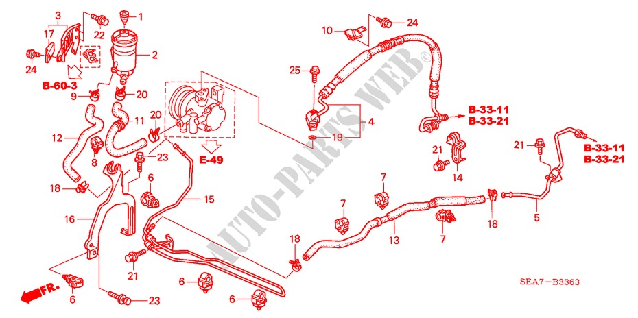 P.S. LINES (DIESEL) (RH) for Honda ACCORD TOURER 2.2 SPORT 5 Doors 5 speed manual 2004