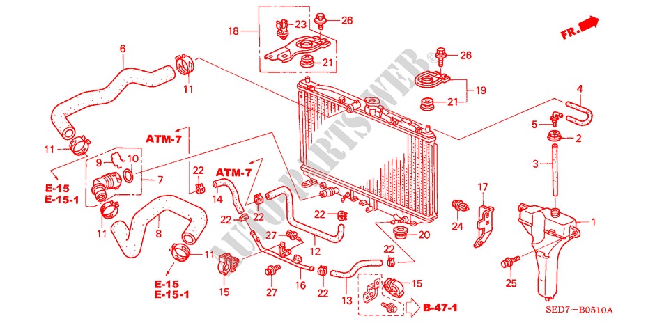 RADIATOR HOSE/RESERVE TAN K for Honda ACCORD TOURER 2.0 EXECUTIVE 5 Doors 5 speed manual 2003