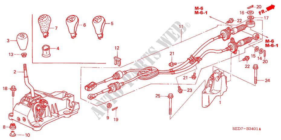 SHIFT LEVER (RH) for Honda ACCORD TOURER 2.0 EXECUTIVE 5 Doors 5 speed manual 2004
