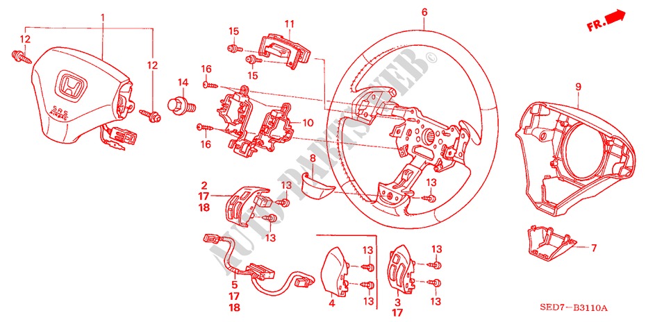 STEERING WHEEL(SRS) for Honda ACCORD TOURER 2.0 COMFORT 5 Doors 5 speed manual 2003
