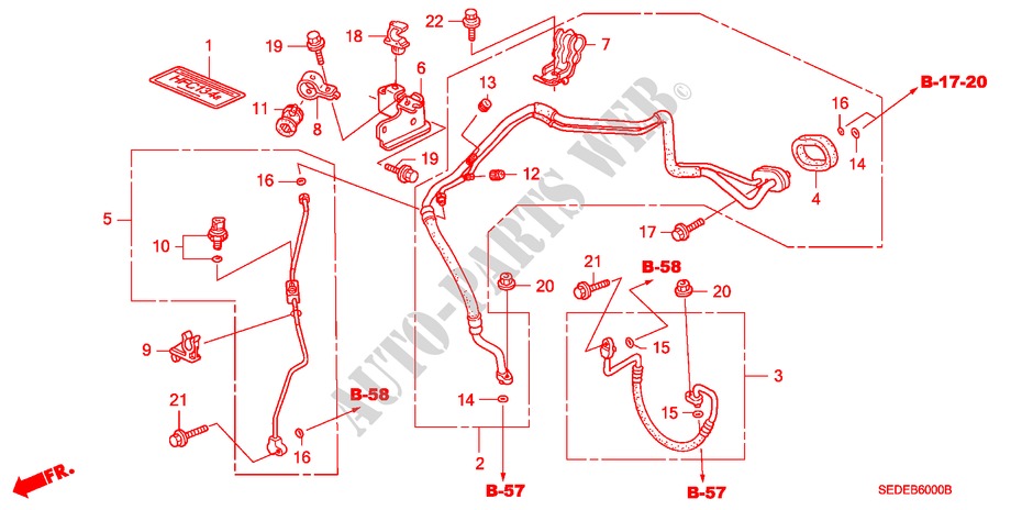 AIR CONDITIONER (HOSES/PI PES) (LH) for Honda ACCORD TOURER 2.4 TYPE S 5 Doors 5 speed automatic 2007