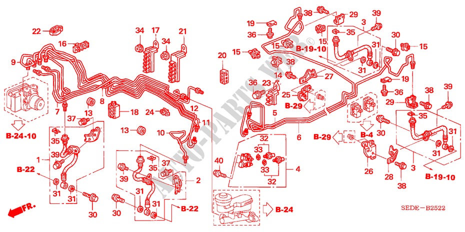 BRAKE LINES (VSA) (LH) (2) for Honda ACCORD TOURER 2.4 EXECUTIVE-E 5 Doors 6 speed manual 2008