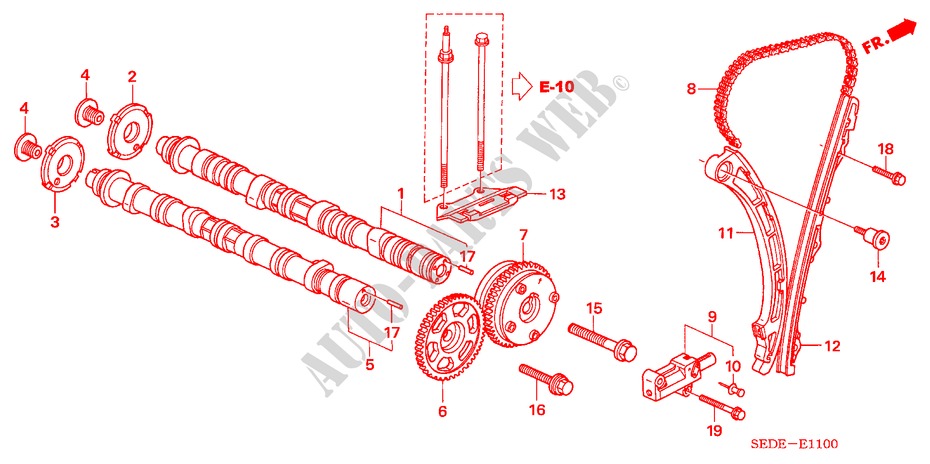 CAMSHAFT/CAM CHAIN (2.0L) for Honda ACCORD TOURER 2.0 COMFORT 5 Doors 5 speed manual 2007