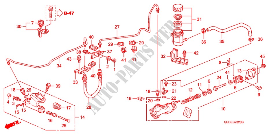 CLUTCH MASTER CYLINDER (LH) for Honda ACCORD TOURER 2.0 COMFORT 5 Doors 5 speed manual 2007