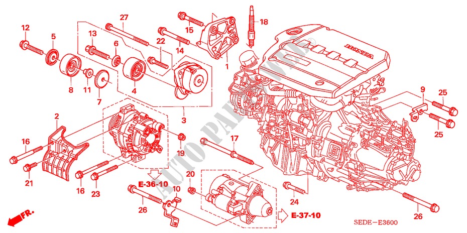 ENGINE MOUNTING BRACKET (DIESEL) for Honda ACCORD TOURER 2.2 EXECUTIVE 5 Doors 6 speed manual 2007