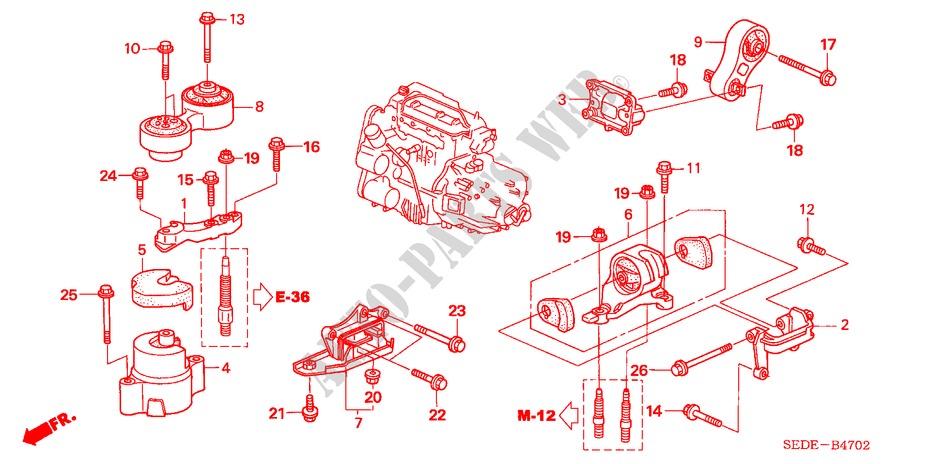 ENGINE MOUNTS (DIESEL) for Honda ACCORD TOURER 2.2 SPORT 5 Doors 6 speed manual 2006