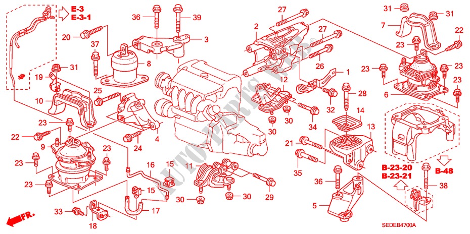 ENGINE MOUNTS (MT) for Honda ACCORD TOURER 2.0 COMFORT 5 Doors 5 speed manual 2007