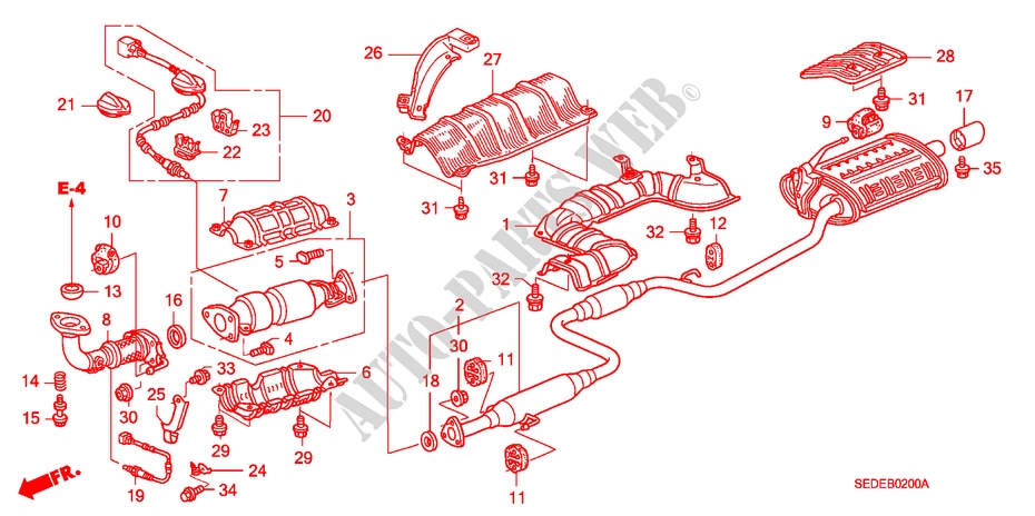 EXHAUST PIPE (2.0L) for Honda ACCORD TOURER 2.0 COMFORT 5 Doors 5 speed manual 2008
