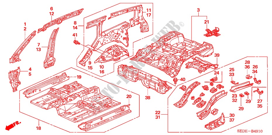 FLOOR/INNER PANELS for Honda ACCORD TOURER 2.4 EXECUTIVE 5 Doors 6 speed manual 2006