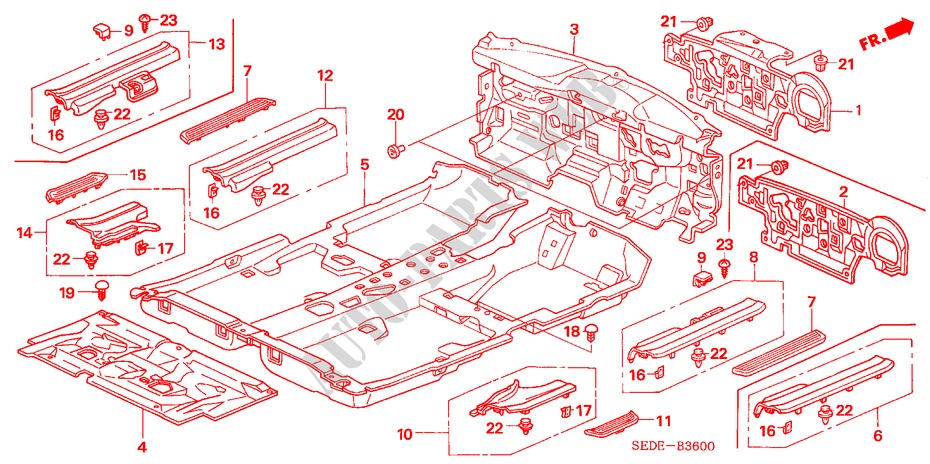 FLOOR MAT for Honda ACCORD TOURER 2.0 SPORT 5 Doors 5 speed manual 2007
