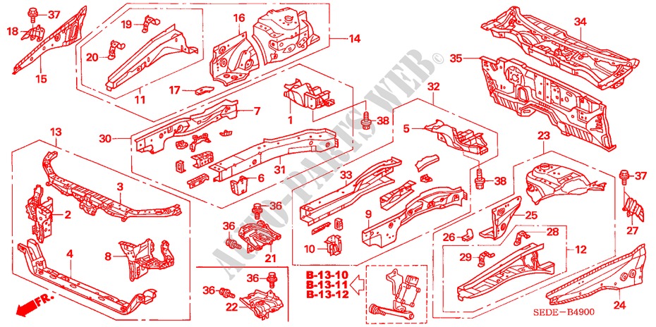 FRONT BULKHEAD/DASHBOARD for Honda ACCORD TOURER 2.2 SPORT 5 Doors 6 speed manual 2006