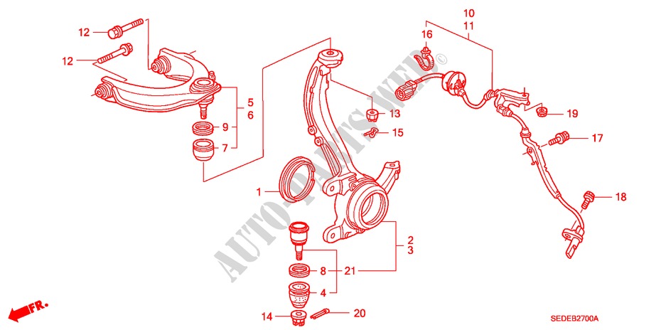 FRONT KNUCKLE/UPPER ARM for Honda ACCORD TOURER 2.0 COMFORT 5 Doors 5 speed manual 2007