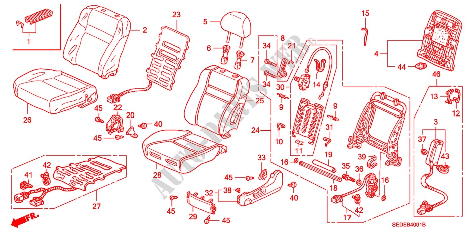 FRONT SEAT (L.)(LH)(2) for Honda ACCORD TOURER 2.2 EXECUTIVE 5 Doors 6 speed manual 2007