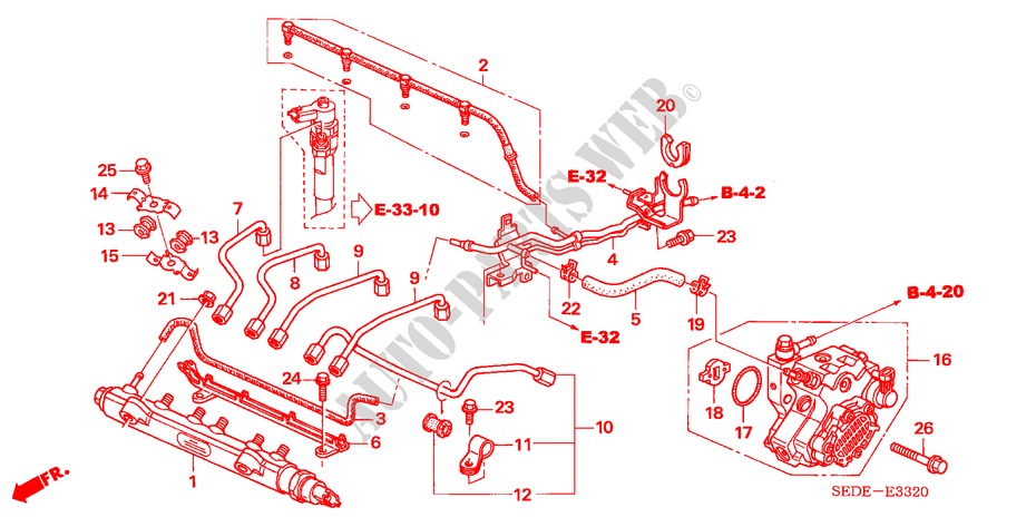 FUEL RAIL/HIGH PRESSURE P UMP (DIESEL) for Honda ACCORD TOURER 2.2 EXECUTIVE 5 Doors 6 speed manual 2008