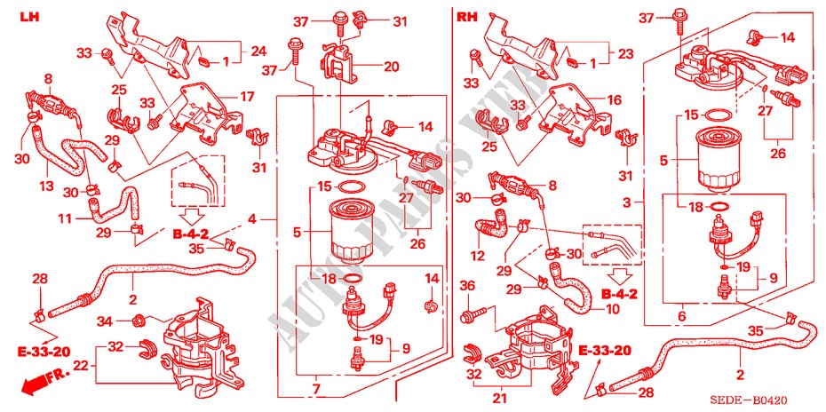 FUEL STRAINER (DIESEL) for Honda ACCORD TOURER 2.2 SPORT 5 Doors 6 speed manual 2007