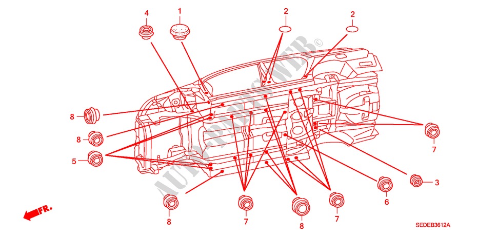 GROMMET (LOWER) for Honda ACCORD TOURER 2.2 EXECUTIVE 5 Doors 6 speed manual 2007