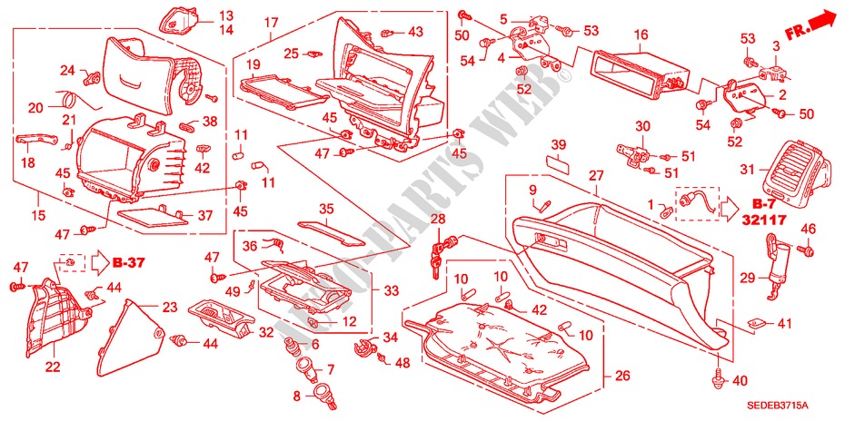 INSTRUMENT PANEL GARNISH (PASSENGER SIDE) (LH) for Honda ACCORD TOURER 2.4 TYPE S 5 Doors 6 speed manual 2007