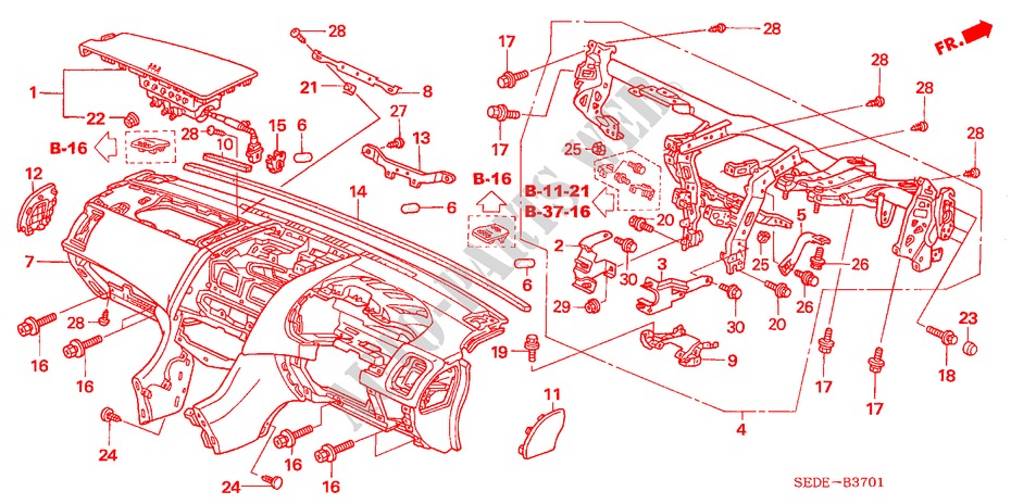 INSTRUMENT PANEL (RH) for Honda ACCORD TOURER 2.4 EXECUTIVE 5 Doors 5 speed automatic 2006