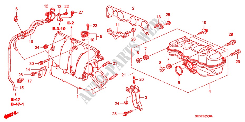 INTAKE MANIFOLD (2.0L) for Honda ACCORD TOURER 2.0 COMFORT 5 Doors 5 speed manual 2007