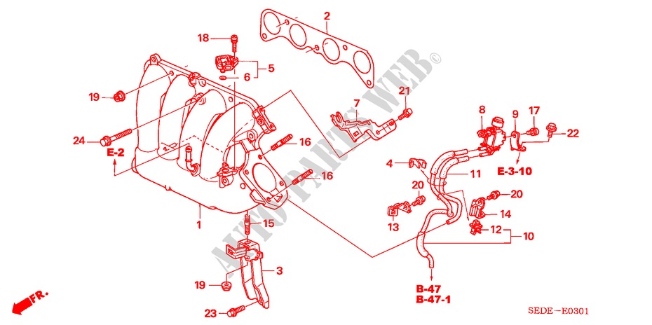 INTAKE MANIFOLD (2.4L) for Honda ACCORD TOURER 2.4 EXECUTIVE 5 Doors 6 speed manual 2006
