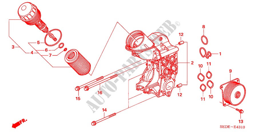 OIL FILTER CASE (DIESEL) for Honda ACCORD TOURER 2.2 SPORT SE 5 Doors 6 speed manual 2008