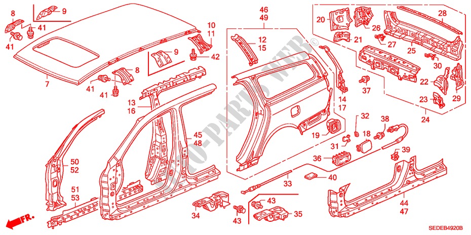 OUTER PANELS/REAR PANEL for Honda ACCORD TOURER 2.0 COMFORT 5 Doors 5 speed manual 2007