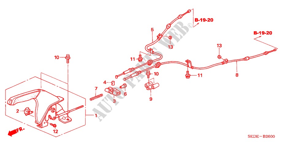PARKING BRAKE (LH) for Honda ACCORD TOURER 2.0 COMFORT 5 Doors 5 speed manual 2007