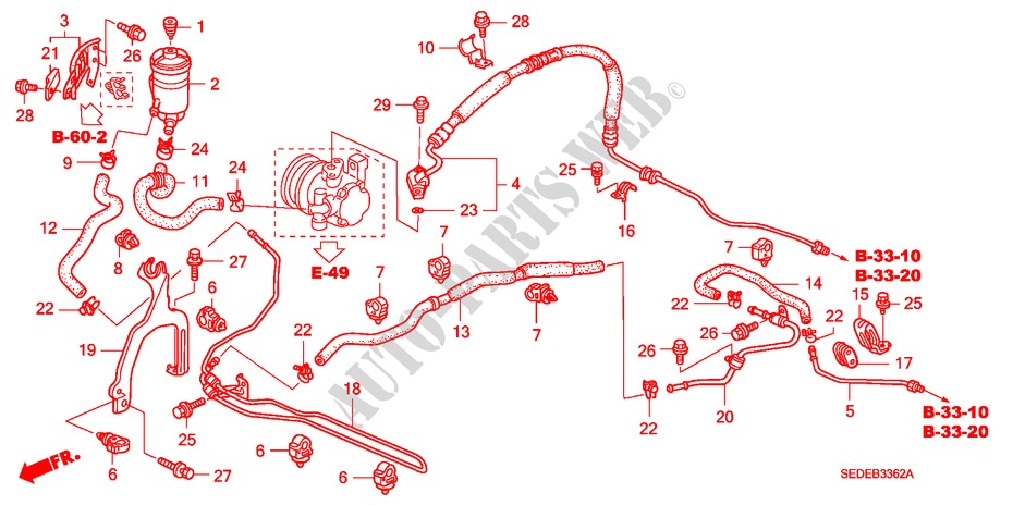 P.S. LINES (DIESEL) (LH) for Honda ACCORD TOURER 2.2 SPORT 5 Doors 6 speed manual 2006
