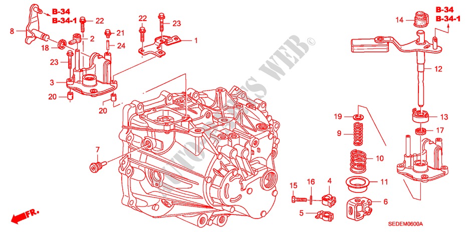 SHIFT ARM (2.0L)(5MT) for Honda ACCORD TOURER 2.0 COMFORT 5 Doors 5 speed manual 2007