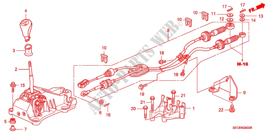 SHIFT LEVER (DIESEL) (LH) for Honda ACCORD TOURER 2.2 SPORT 5 Doors 6 speed manual 2007