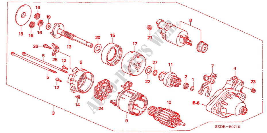STARTER MOTOR (DENSO) for Honda ACCORD TOURER 2.4 EXECUTIVE 5 Doors 6 speed manual 2006