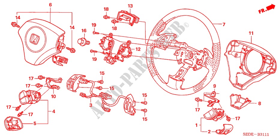 STEERING WHEEL (SRS) (2) for Honda ACCORD TOURER 2.0 SPORT 5 Doors 5 speed manual 2007