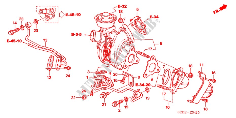 TURBOCHARGER (DIESEL) for Honda ACCORD TOURER 2.2 EXECUTIVE 5 Doors 6 speed manual 2007