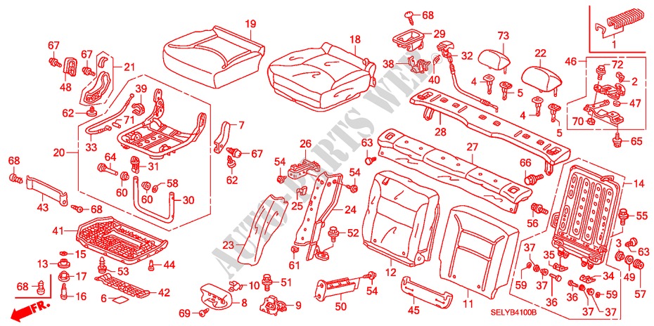 REAR SEAT (R.) (FALL DOWN TYPE) for Honda CITY EXI-G 4 Doors 5 speed manual 2007