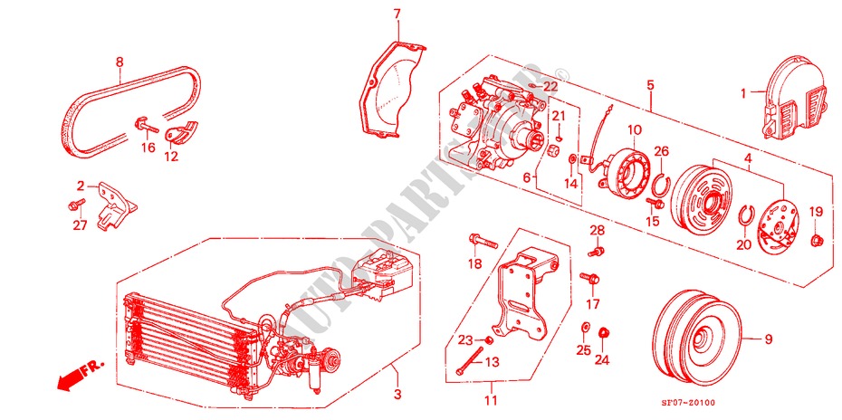 AIR CONDITIONER (COMPRESSOR) for Honda PRELUDE EX 2 Doors 5 speed manual 1985