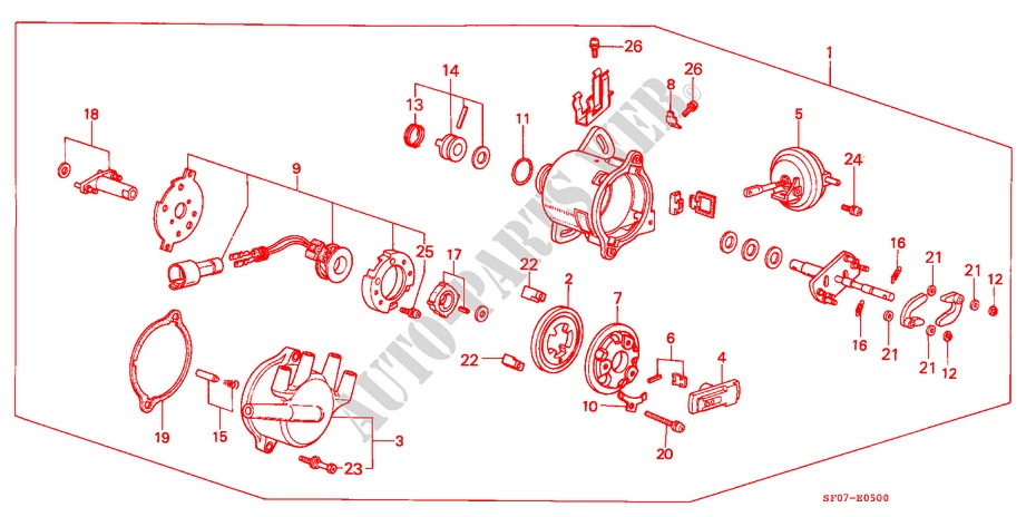 DISTRIBUTOR COMPONENTS (TEC)(1) for Honda PRELUDE EX 2 Doors 4 speed automatic 1986