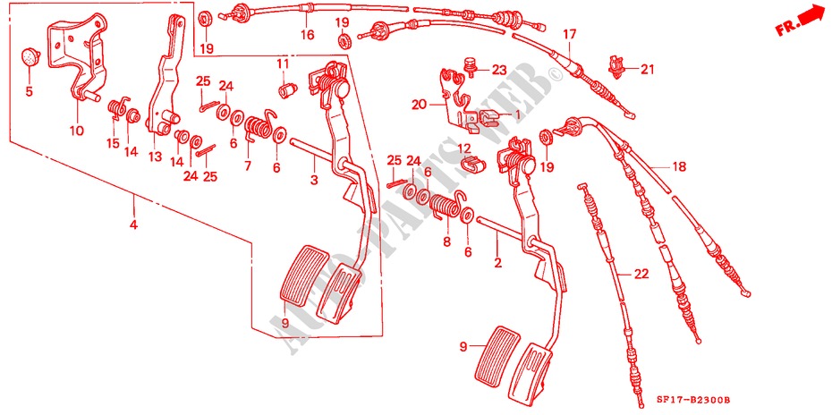 ACCELERATOR PEDAL (1) for Honda PRELUDE 2.0I-16 4WS 2 Doors 5 speed manual 1990