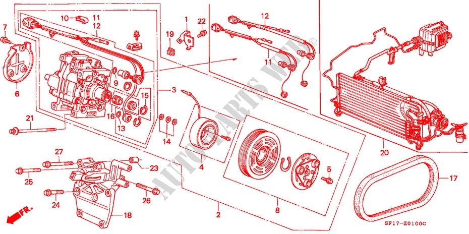 AIR CONDITIONER (COMPRESSOR) for Honda PRELUDE 2.0I-16 4WS 2 Doors 5 speed manual 1988